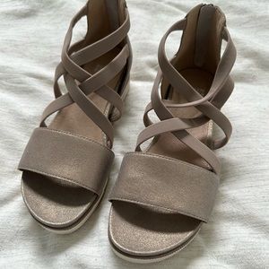 Eileen Fisher Sandals. Soft metallic.